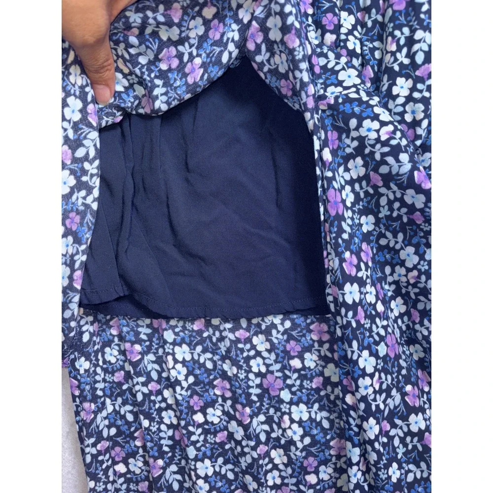 Abercrombie & Fitch Floral Maxi Dress Blue Purple Tie Back Cutout Small